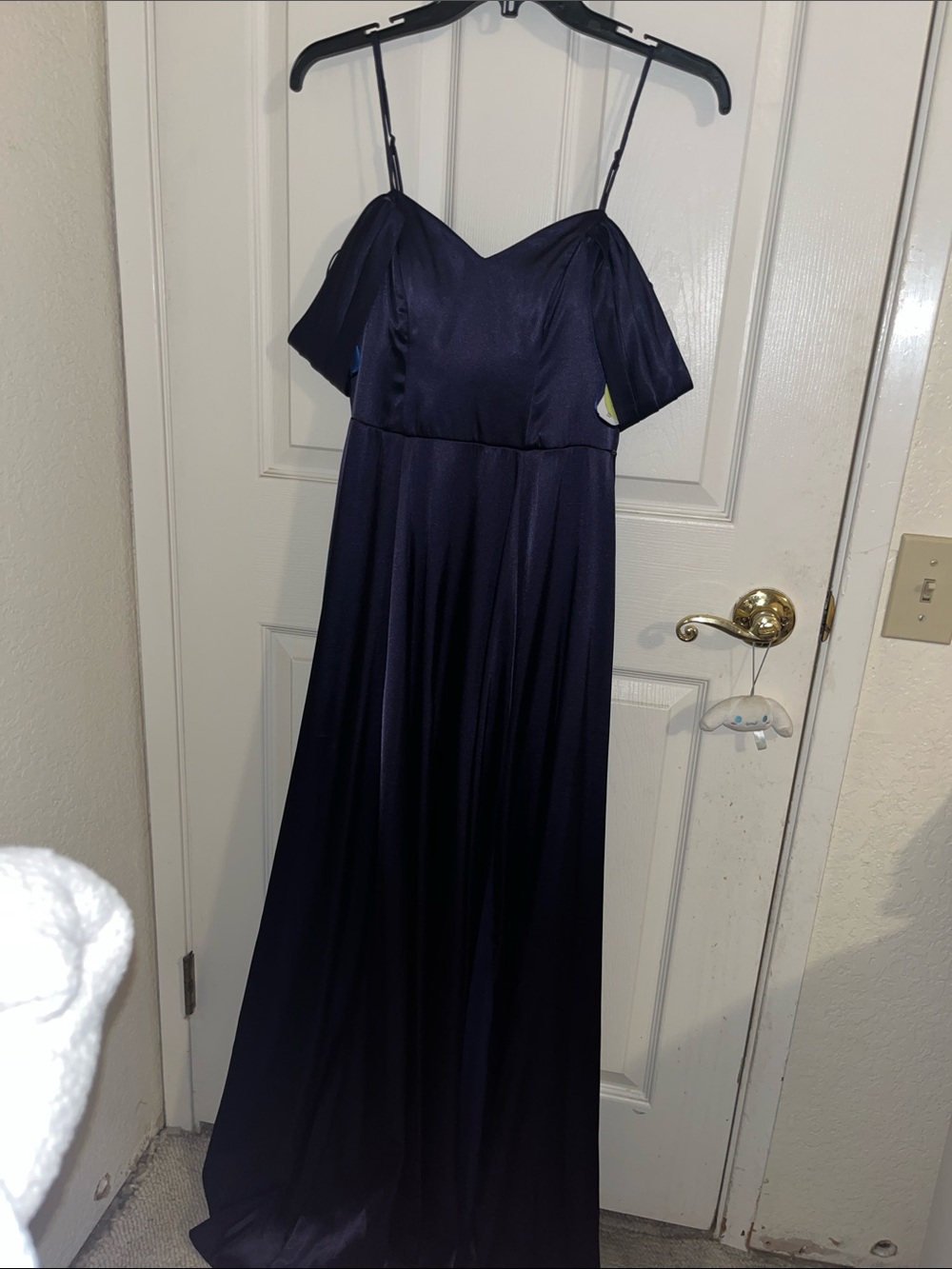 Windsor Navy Off-Shoulder Maxi Dress with Spaghetti Straps